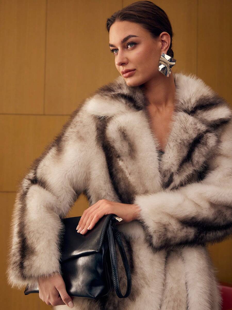 Lapel Colorblock Coat