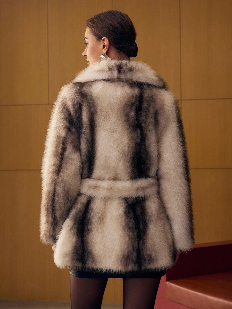 Lapel Colorblock Coat