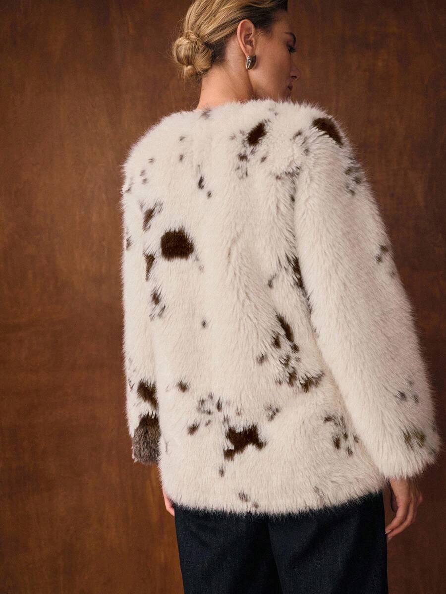 Colorblock Fur Coat