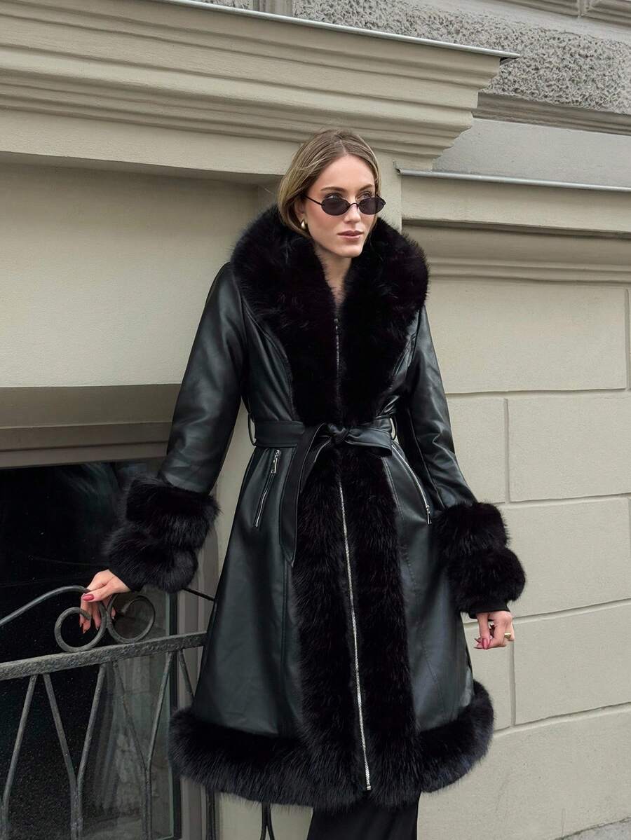 Belted Contrast Coat