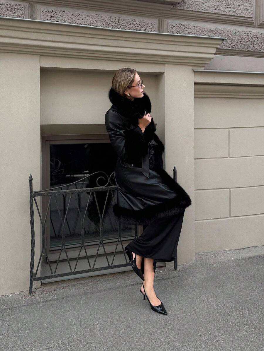 Belted Contrast Coat