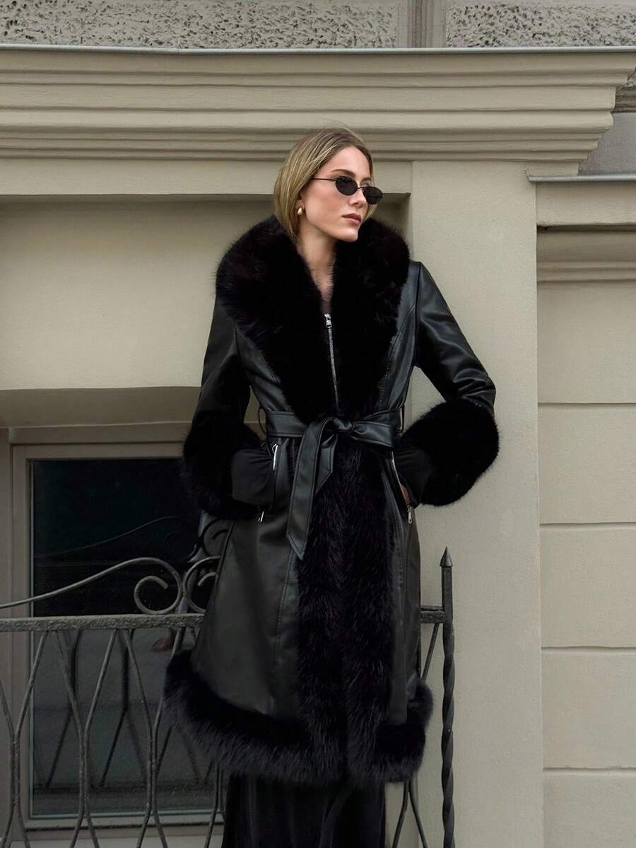 Belted Contrast Coat