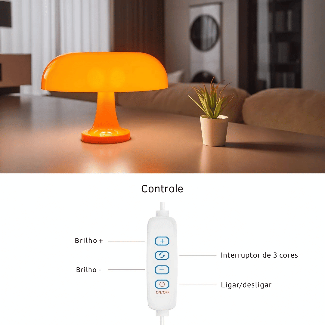 Candeeiro de Mesa Cogumelo Moderno