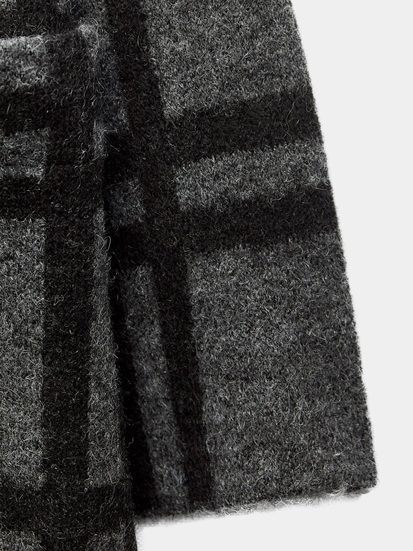 Checkered Elegance Jacquard Knit Coat