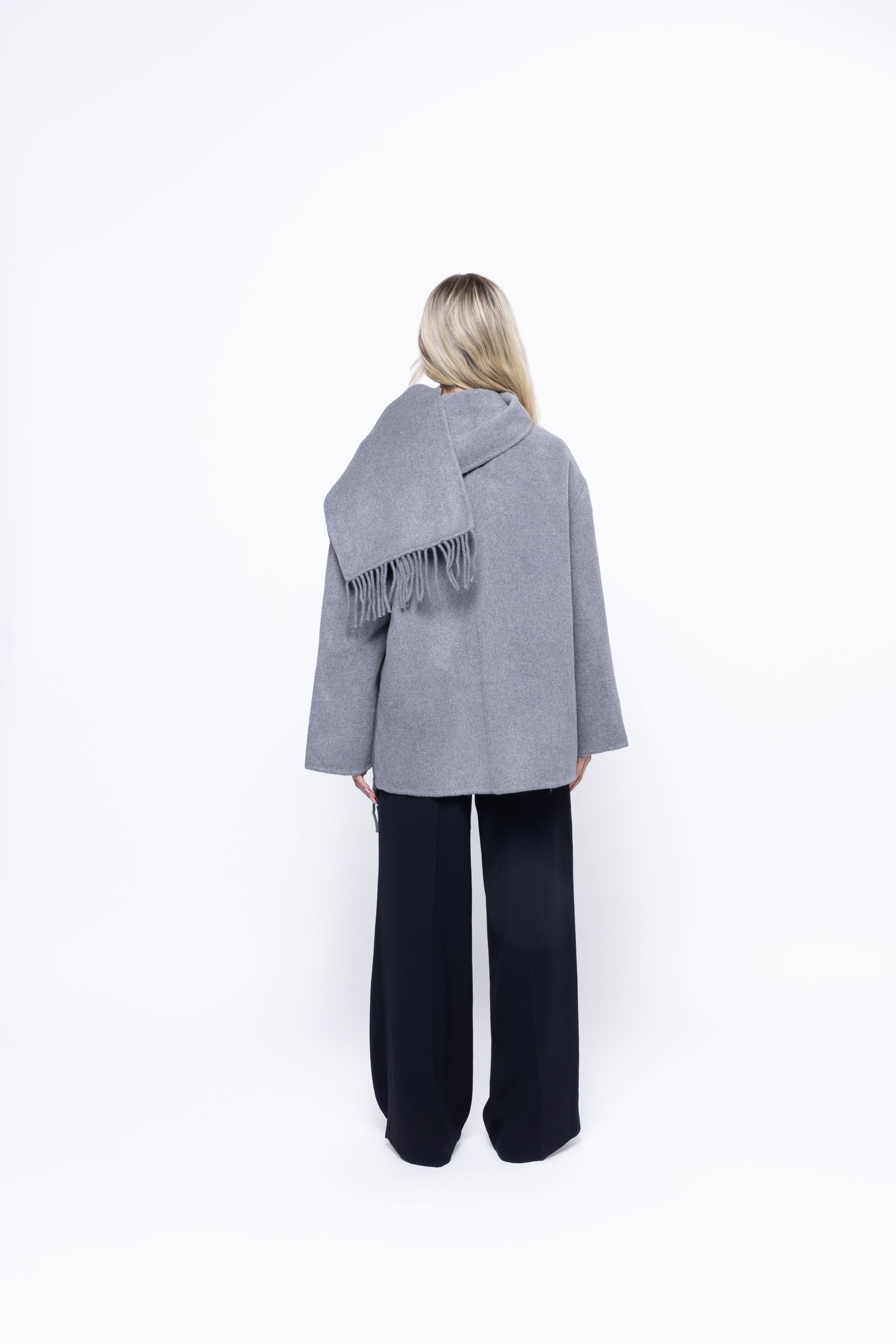 ScarfWrap Wool Coat – Gray