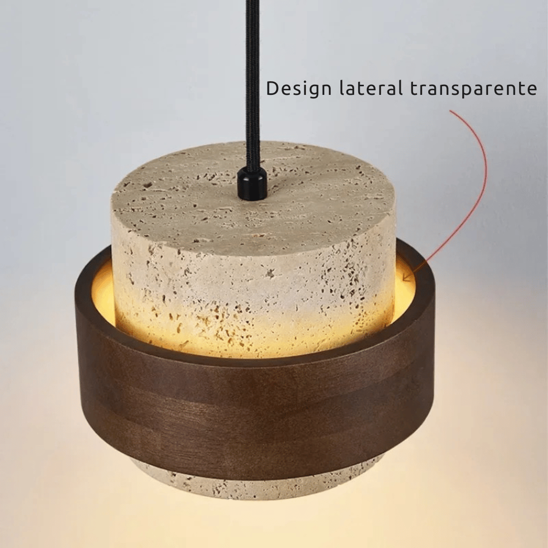 Luminária de Pedra e Madeira Elegante