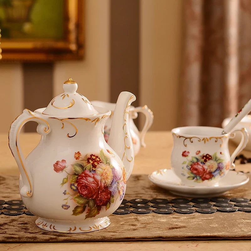 Conjunto de Chá Floral Imperial em Cerâmica