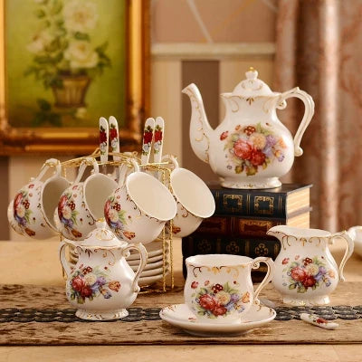 Conjunto de Chá Floral Imperial em Cerâmica