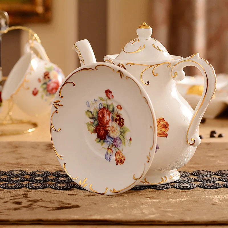 Conjunto de Chá Floral Imperial em Cerâmica