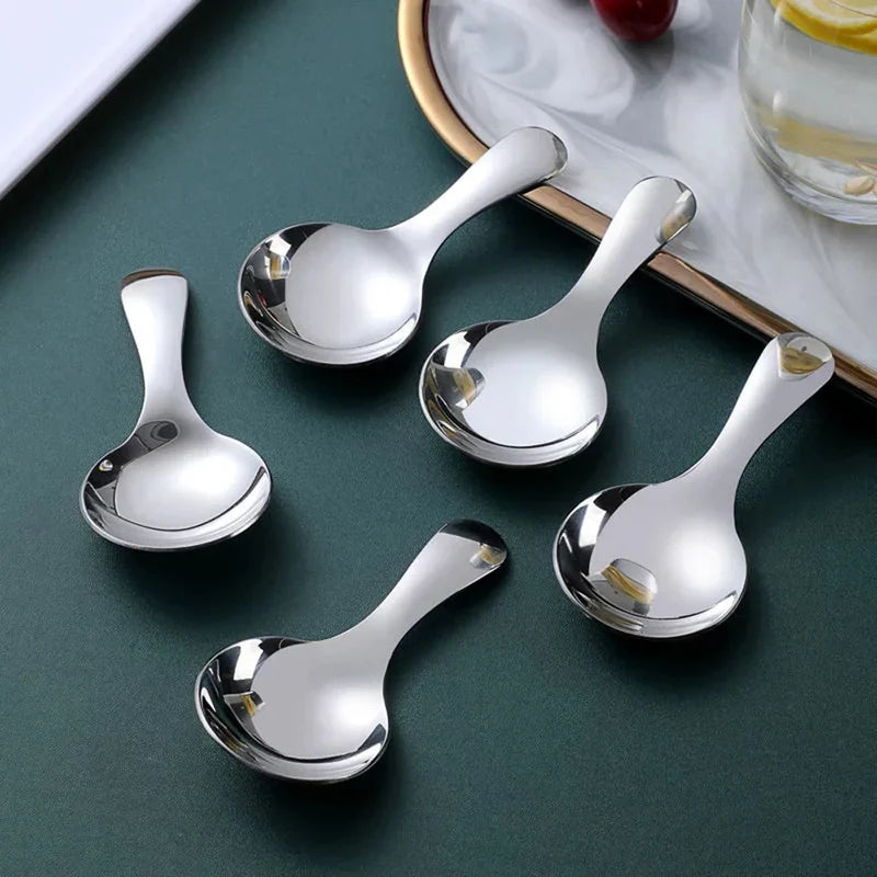 Conjunto de 5 Mini Colheres de Aço Inoxidável em Dourado e Prata
