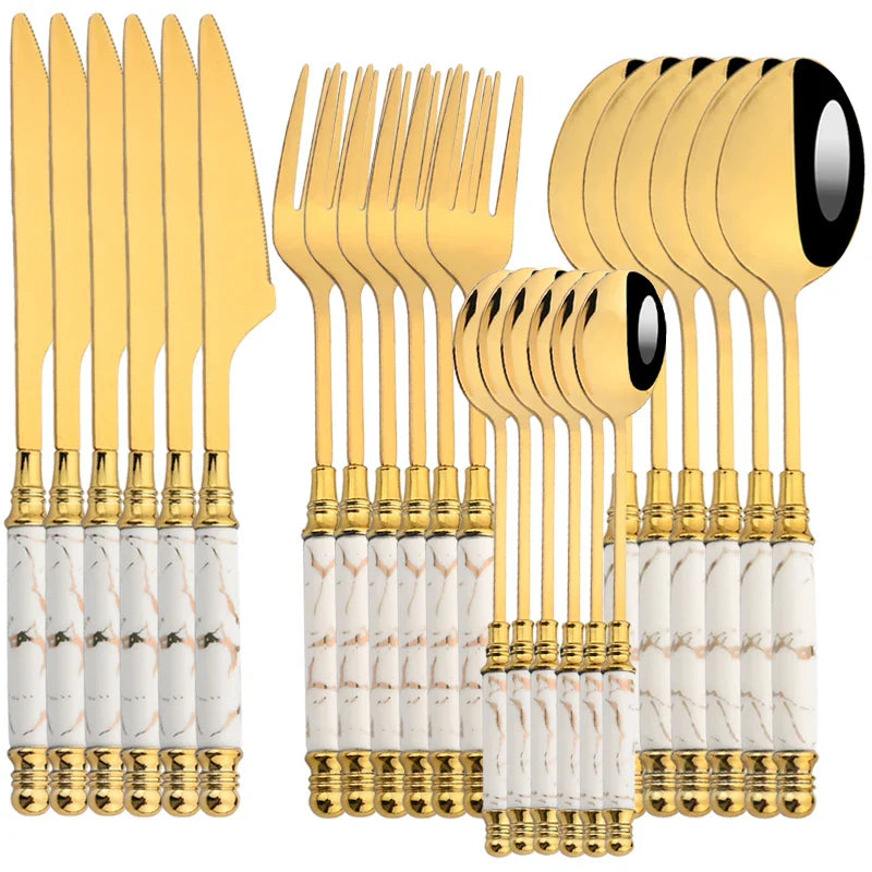 Conjunto Talheres Aurora Dourada - 24 Peças