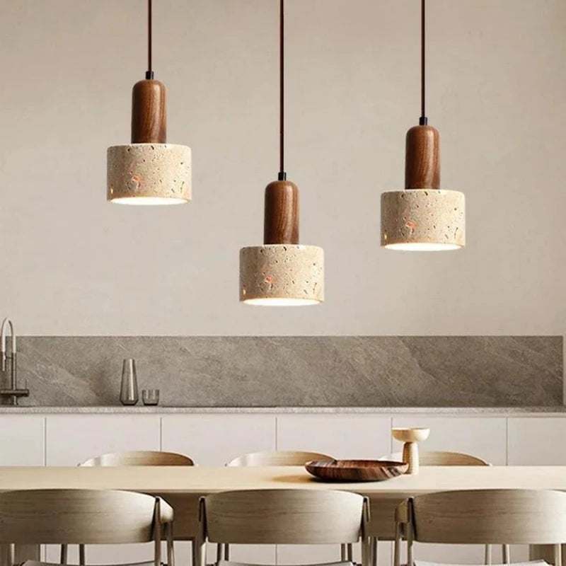 Amarelo travertino wabi sabi estilo luz pingente de cabeceira estilo creme famoso inn retro nordic restaurante mesa jantar balcão barra