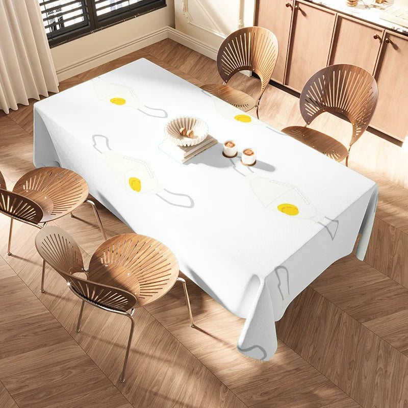 Capa de mesa de jantar branca moderna com padrões cinza amarelo para decoração de casa tamanho ideal 120x75cm feito de material ecológico