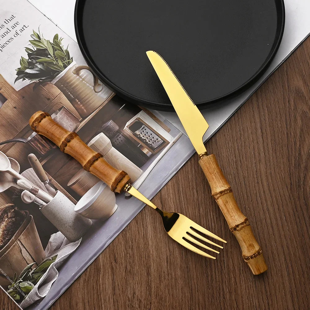 Conjunto de Talheres Élitaire em Bamboo – 24 Peças