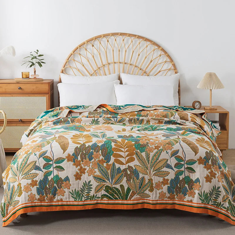 Colcha Boho de Algodão com Estampa Geométrica Sofisticada