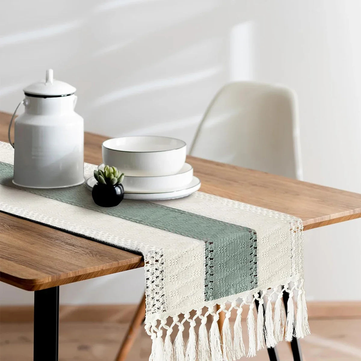 Passarela de Mesa com Borlas em Algodão