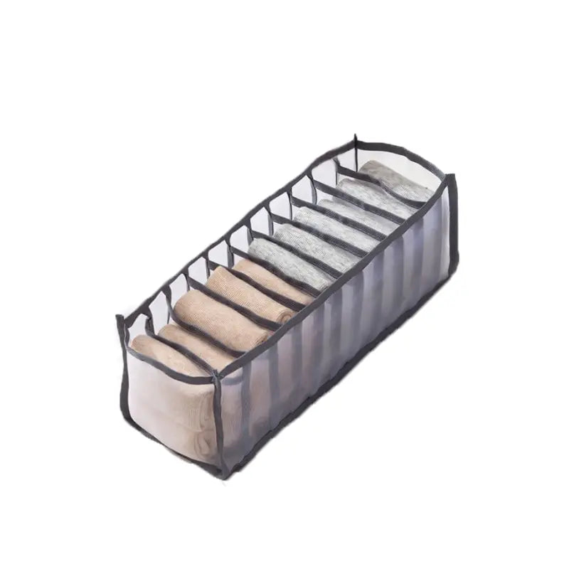 Nylon Cueca Caixa De Armazenamento, 11 Compartimento, Casa, Dobrável, Respirável Malha Saco, Dormitório, Sutiã Organizar