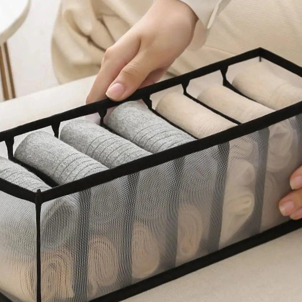 1pc-organizador de armário para meias casa separada caixa de armazenamento de roupa interior 7/9/11 grades jeans sutiã organizador dobrável gaveta organizador