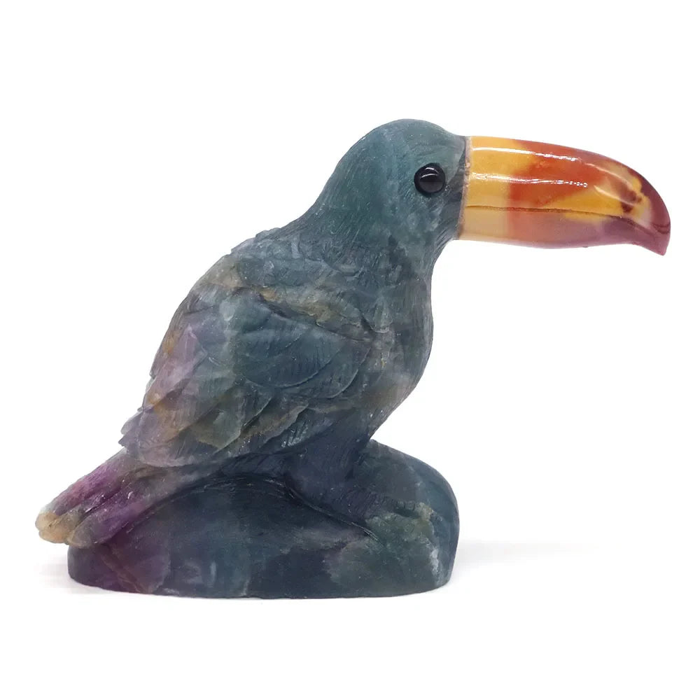Estatueta Preciosa de Tucano Fluorita Natural