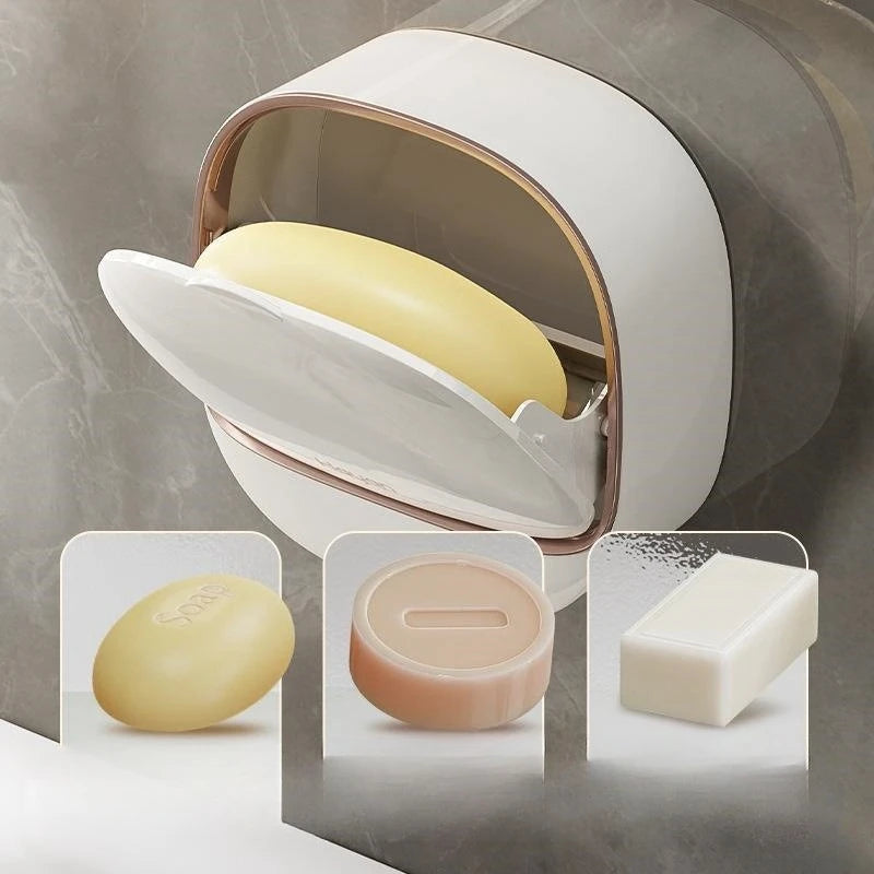 Prato de poupança de sabão à prova d'água, suporte de sabão de chuveiro antiderrapante-armazenamento de banheiro à prova de vazamento, caixa de sabão moderna para pia