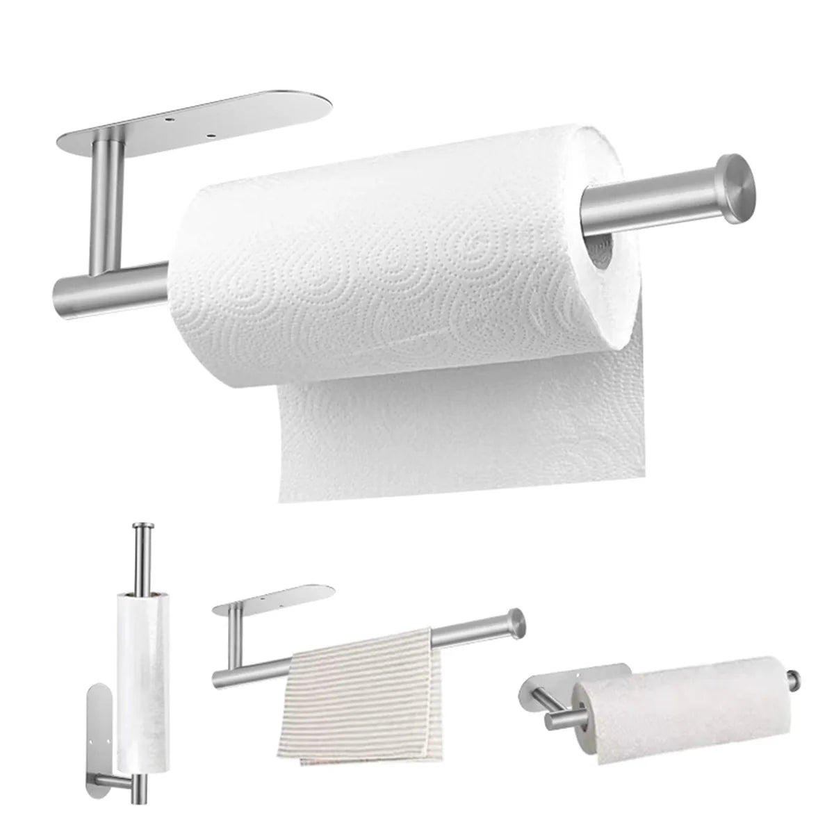 Suporte adesivo de papel higiênico, cabide de tecido de aço inoxidável, suporte de papel higiênico à prova d'água, acessórios de banheiro, suporte de toalhas de papel