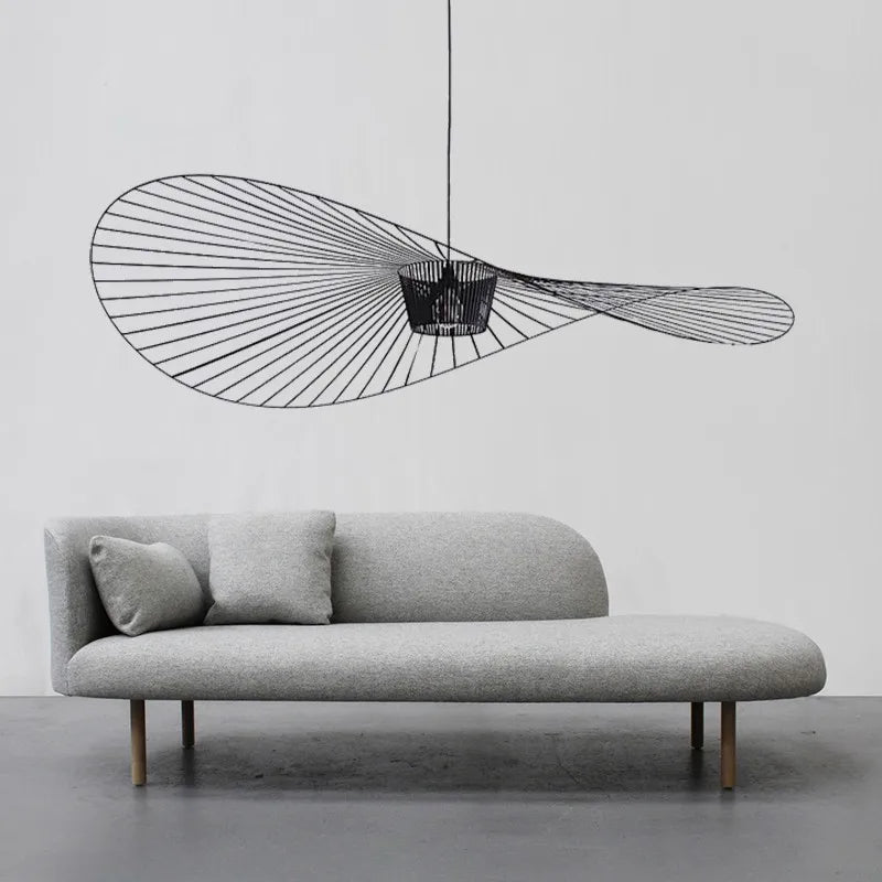 Nordic vertigo chapéu de palha luzes pingente tecido francês para restaurante artístico e criativo sala estar quarto hoom decoração lâmpada