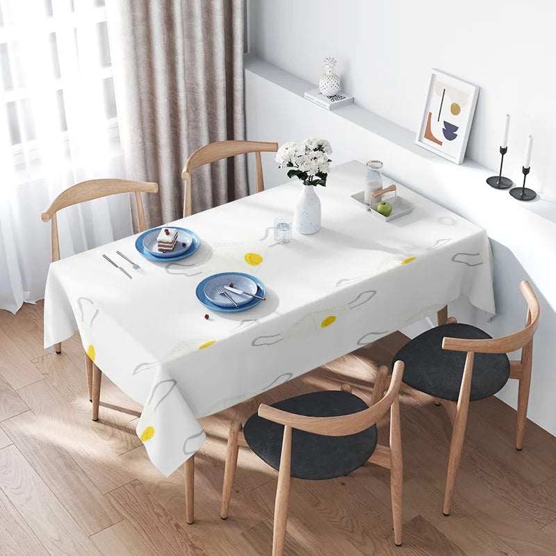 Capa de mesa de jantar branca moderna com padrões cinza amarelo para decoração de casa tamanho ideal 120x75cm feito de material ecológico