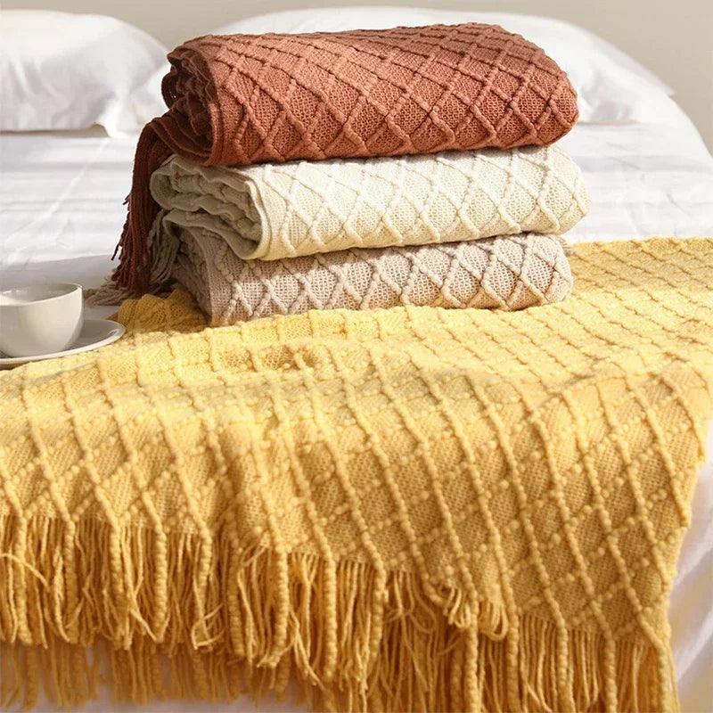 Nordic falso cashmere sofá cobertor escritório nap confortável colcha macio homestay decoração cobertor grosso inverno malha xale