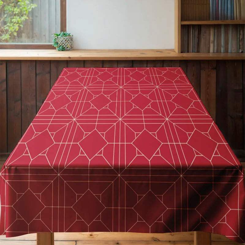 Toalha de mesa impressa em teia de aranha vermelha com linhas brancas para decorações de jantar em casa em tamanho 60x120cm linho de cozinha moderno da casa G