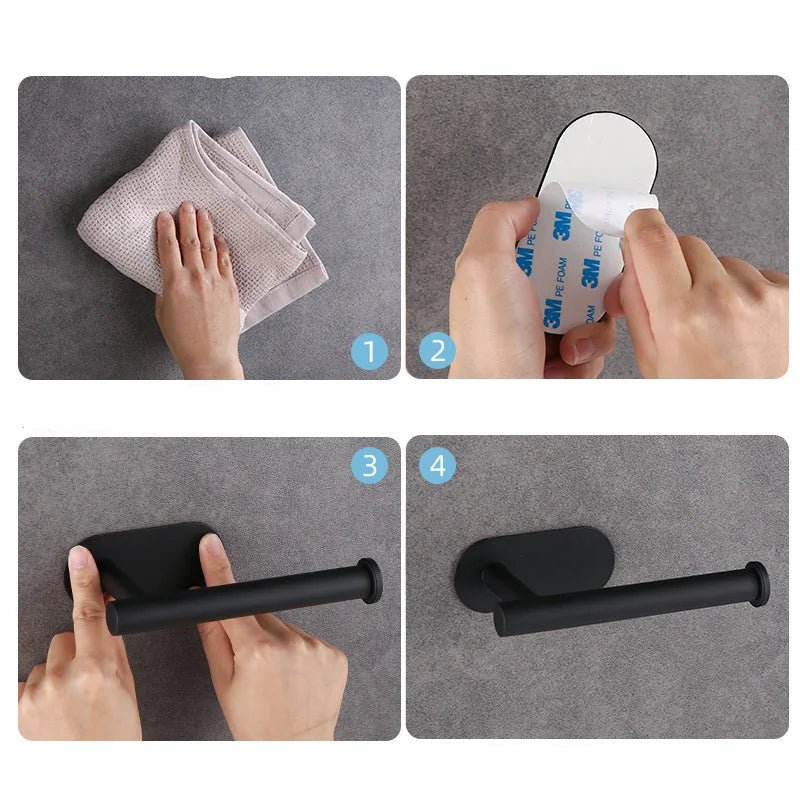 Suporte adesivo de papel higiênico, cabide de tecido de aço inoxidável, suporte de papel higiênico à prova d'água, acessórios de banheiro, suporte de toalhas de papel