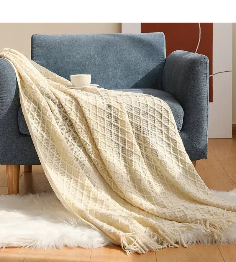 Nordic falso cashmere sofá cobertor escritório nap confortável colcha macio homestay decoração cobertor grosso inverno malha xale