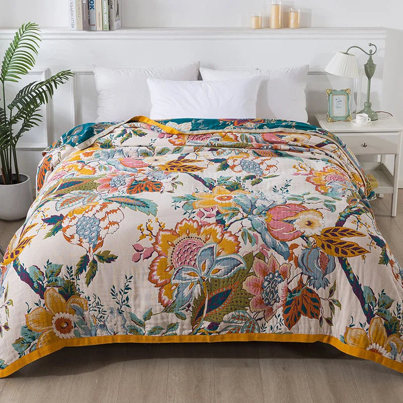 Colcha Boho de Algodão com Estampa Geométrica Sofisticada