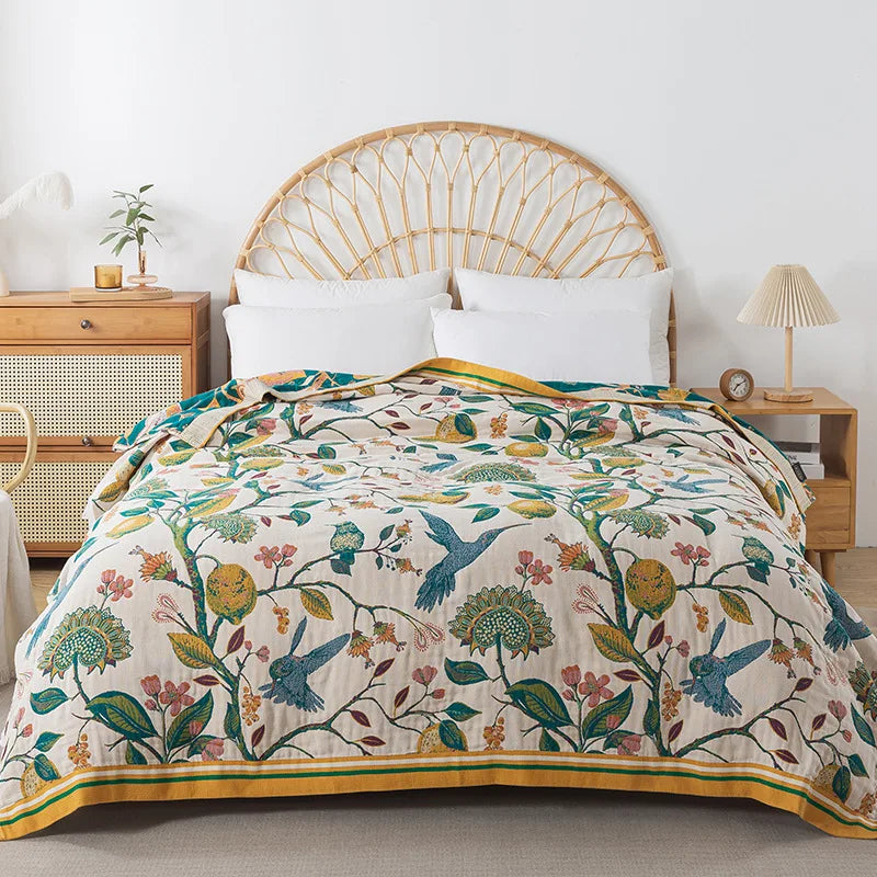 Colcha Boho de Algodão com Estampa Geométrica Sofisticada