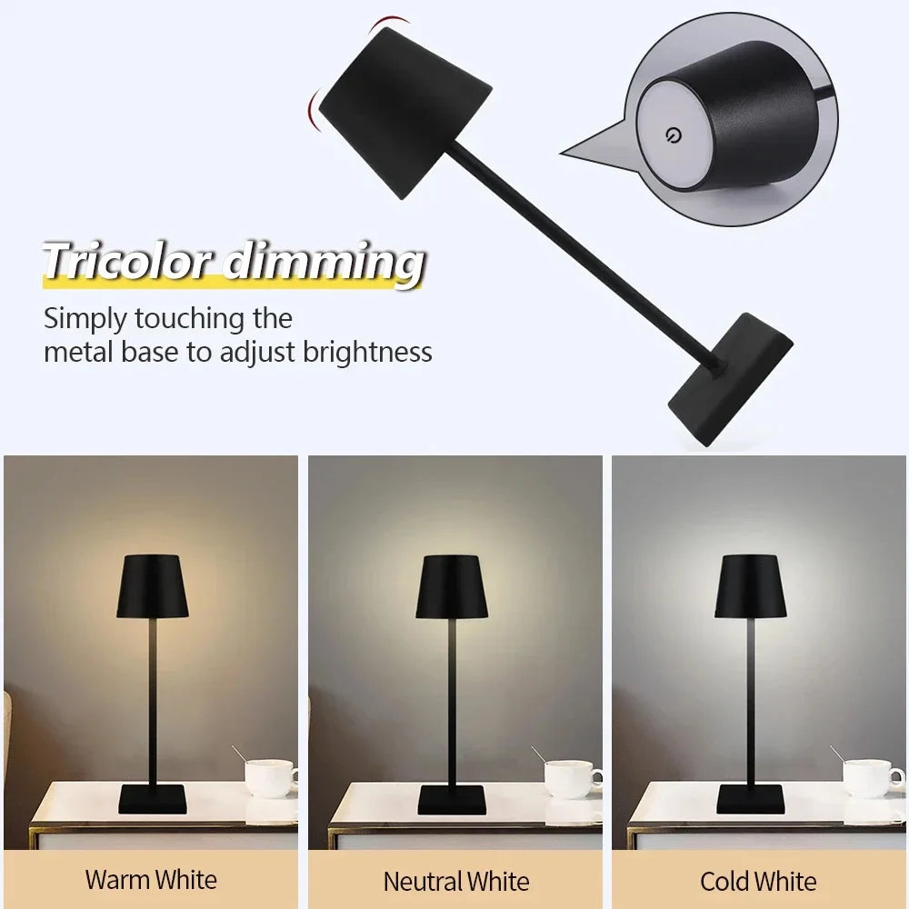 Lâmpada de mesa led usb recarregável lâmpada barra restaurante ambiente sem fio toque lâmpadas à prova dwaterproof água luzes led para o quarto do hotel