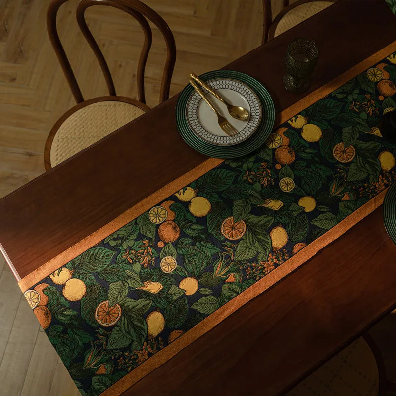 Toalha de Mesa Jacquard Floral com Franjas Elegantes