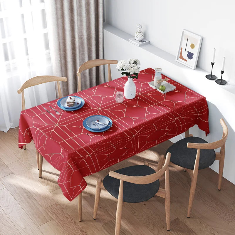 Toalha de mesa impressa em teia de aranha vermelha com linhas brancas para decorações de jantar em casa em tamanho 60x120cm linho de cozinha moderno da casa G