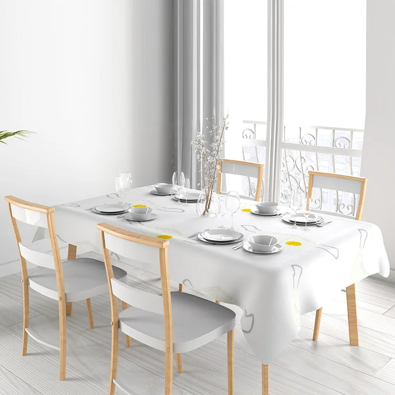 Capa de mesa de jantar branca moderna com padrões cinza amarelo para decoração de casa tamanho ideal 120x75cm feito de material ecológico