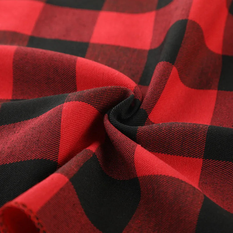 Toalha de Mesa Xadrez Natalina com Babados