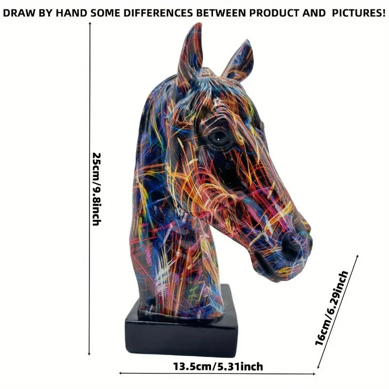 Escultura Contemporânea de Cavalo em Resina - Estilo Graffiti