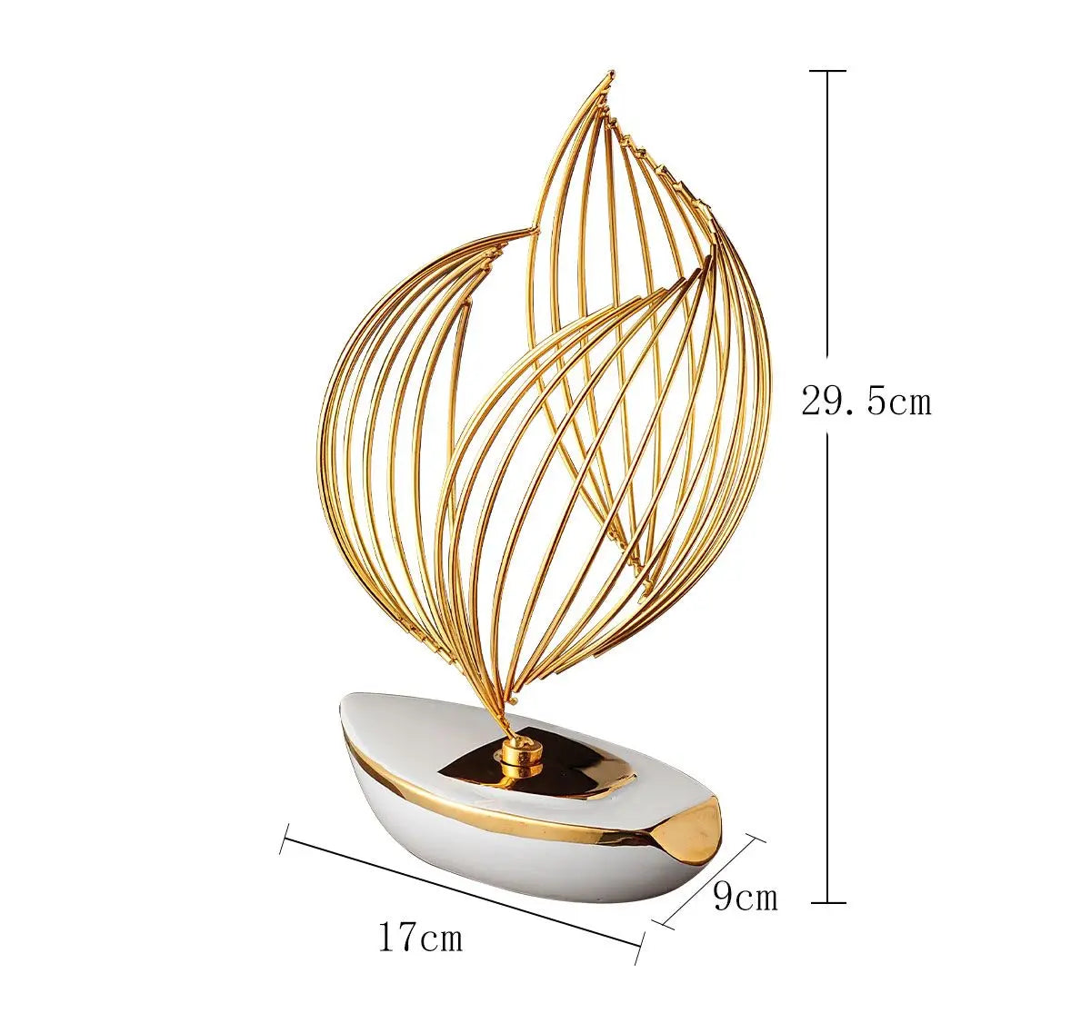 Escultura Abstrata em Cerâmica com Detalhes em Metal Dourado