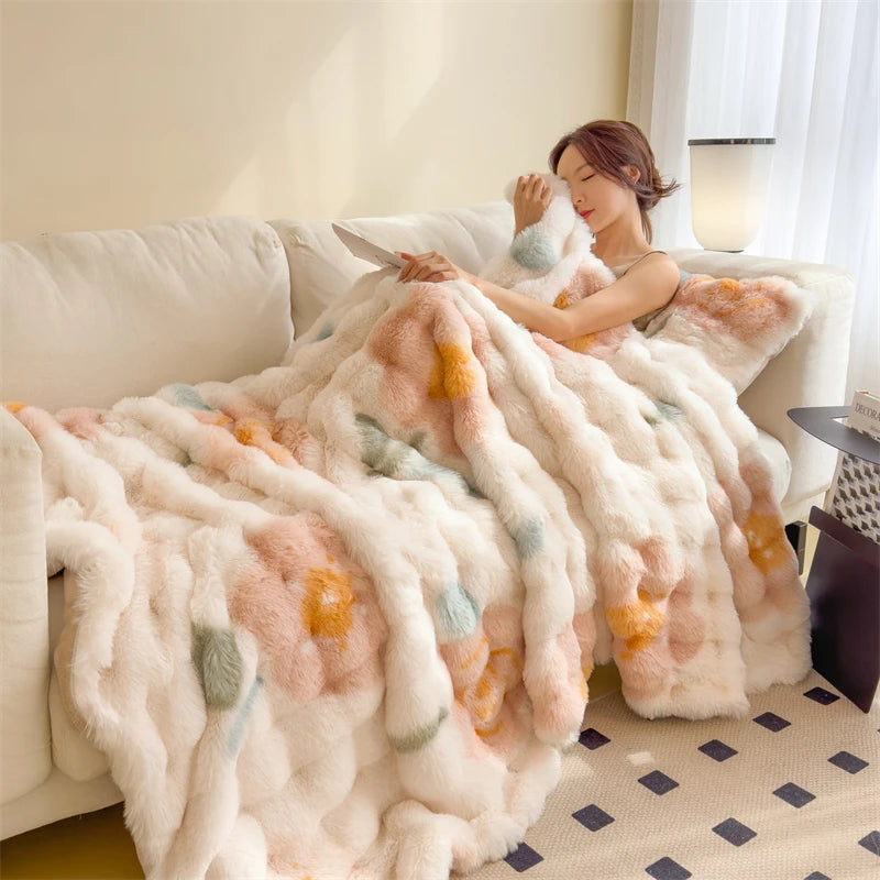 Cobertor Floral de Pelúcia Luxuoso