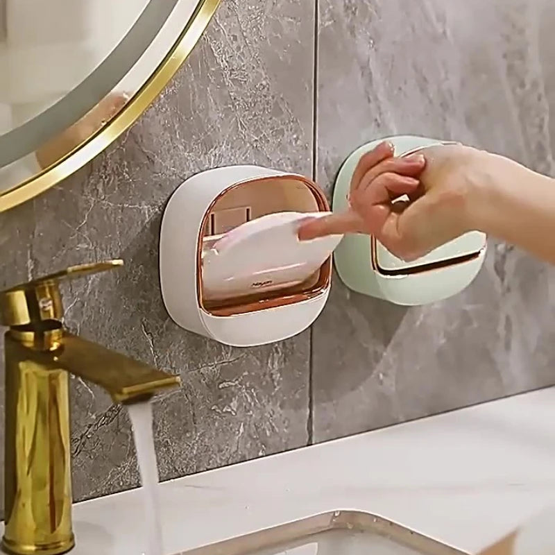 Prato de poupança de sabão à prova d'água, suporte de sabão de chuveiro antiderrapante-armazenamento de banheiro à prova de vazamento, caixa de sabão moderna para pia