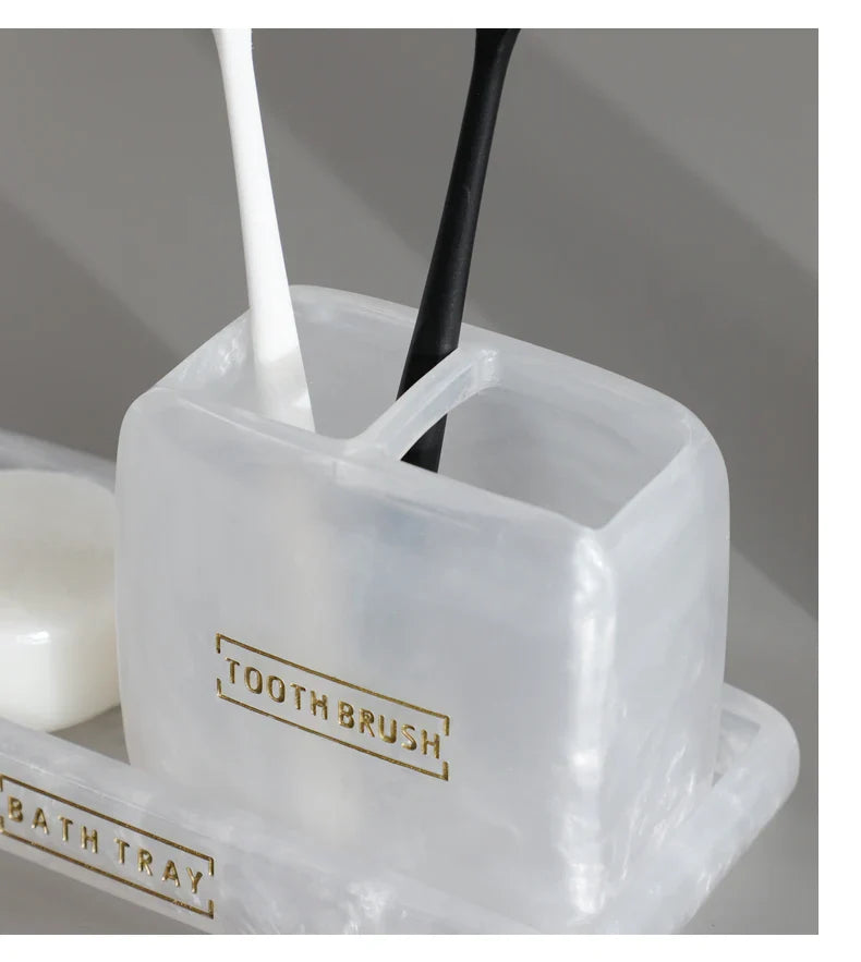 Conjunto de Acessórios Essencial de Banheiro Branco Pérola