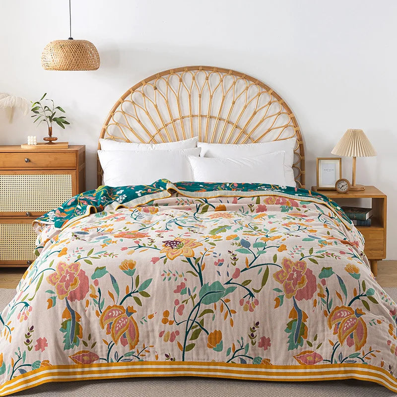 Colcha Boho de Algodão com Estampa Geométrica Sofisticada