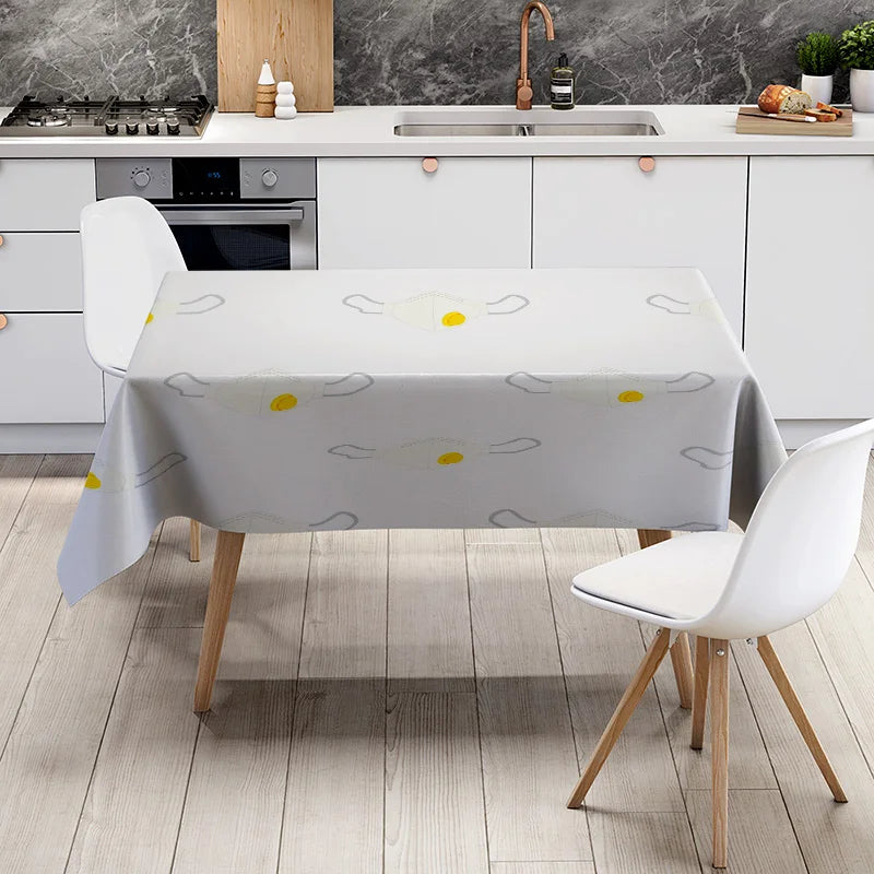 Capa de mesa de jantar branca moderna com padrões cinza amarelo para decoração de casa tamanho ideal 120x75cm feito de material ecológico