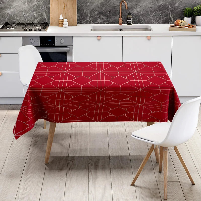 Toalha de mesa impressa em teia de aranha vermelha com linhas brancas para decorações de jantar em casa em tamanho 60x120cm linho de cozinha moderno da casa G