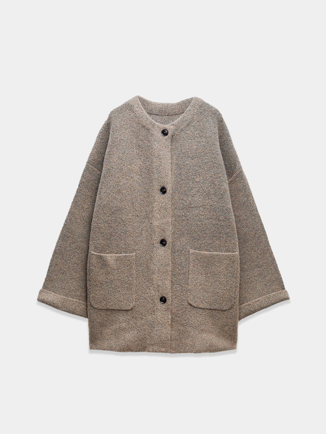 ScarfAccented Knit Cocoon Coat
