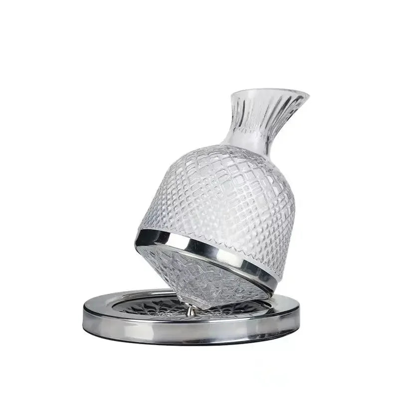 Decantador rotativo de vidro cristal de 360 graus, tambor de 1500ml, dispensador de vinho, inflador, espelho, chaleira, decoração