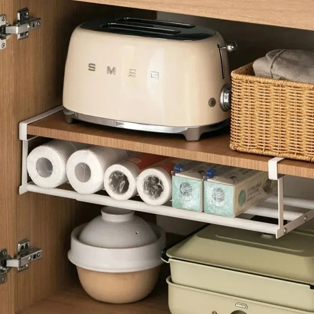 Sapateira |   Organizador em camadas que economiza espaço para armários de sapatos domésticos |   Suporte para sapatos sob prateleira com cesta suspensa