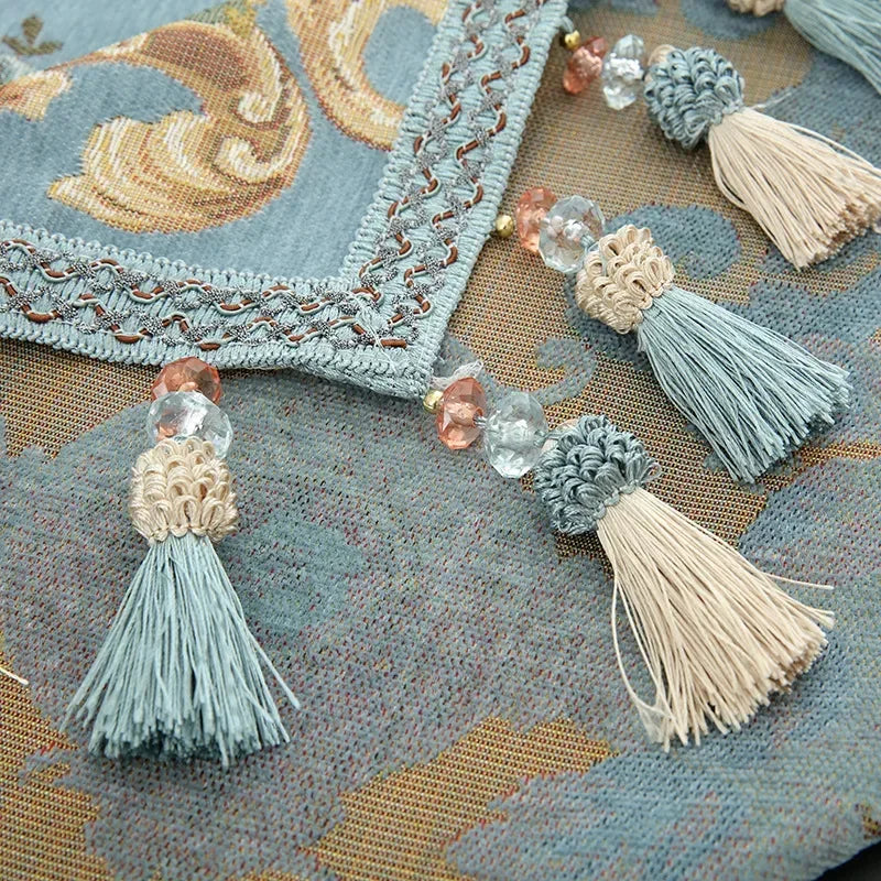 Toalha de Mesa Luxuosa Imperial com Borlas Sofisticadas